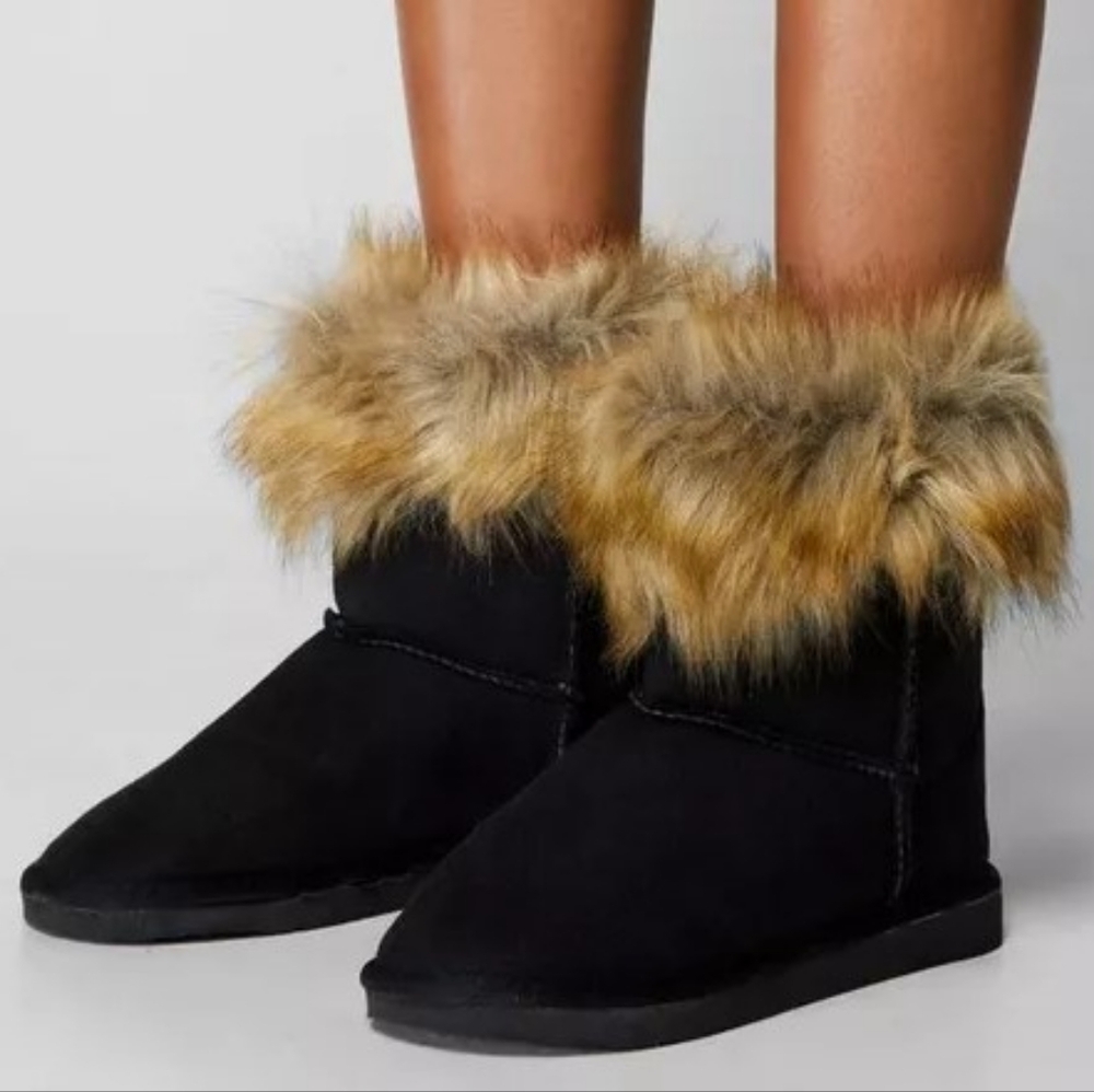 Nasty Gal black Furry Boots